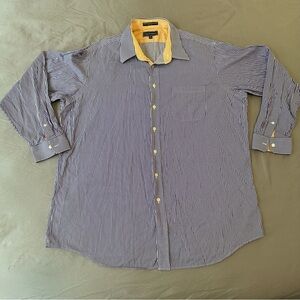 Paul Fredrick Purple Striped Shirt with Orange Collar